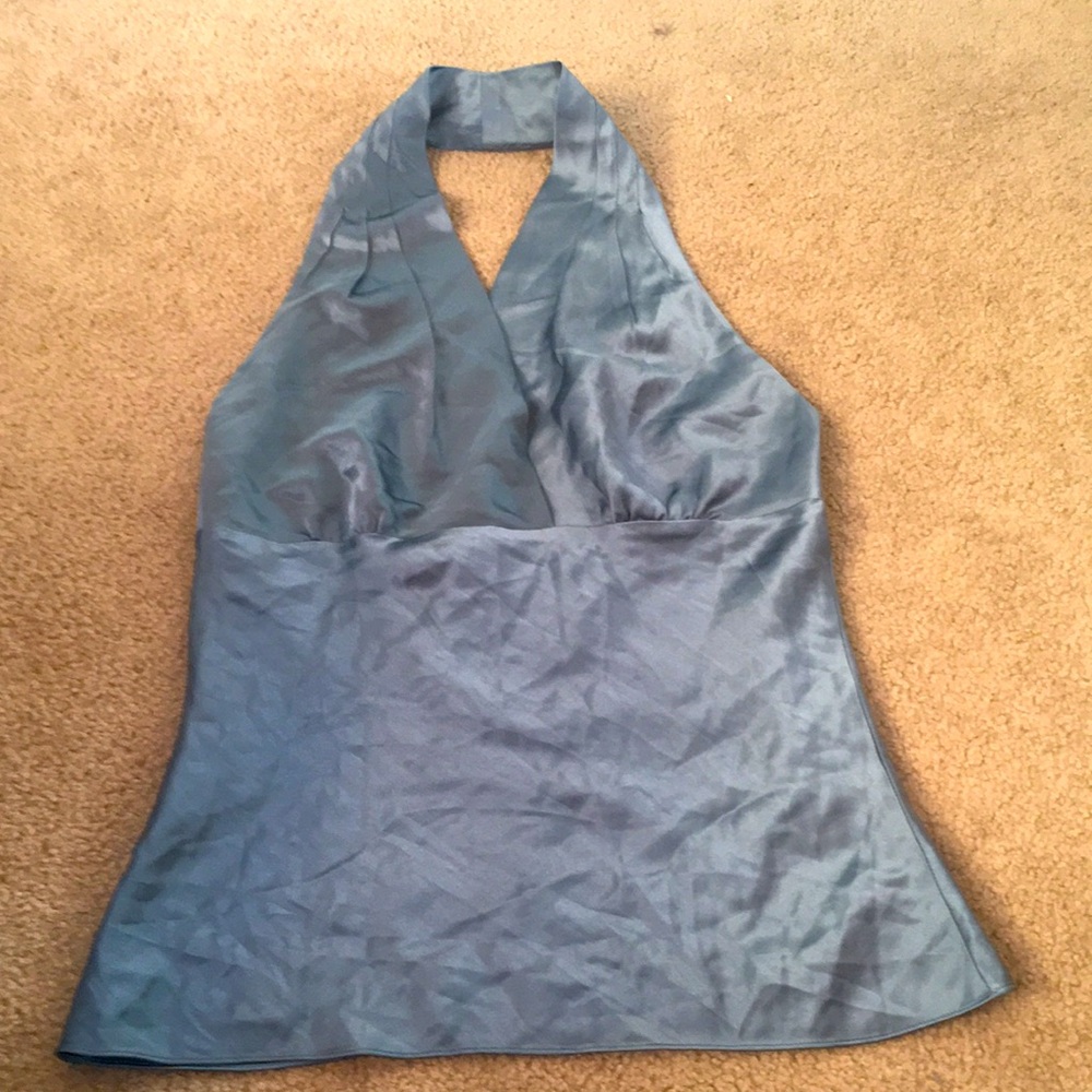 Express Beautiful Blue Silk Halter Top